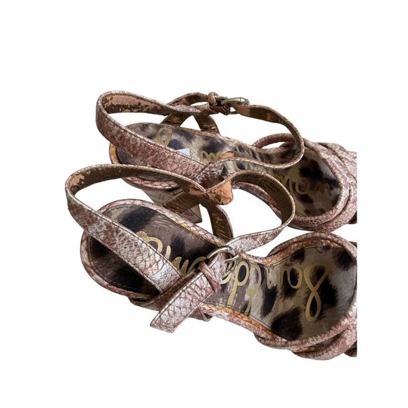 SAM EDELMAN Snake Print Platform Heels Sandals Size 8 - Picture 3 of 9
